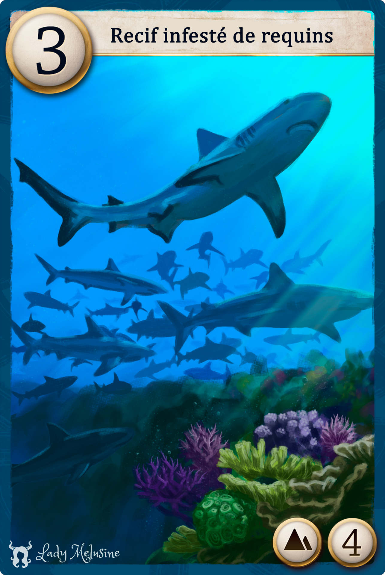 Digital Painting Carte Recifs Requins 09 Lady Melusine