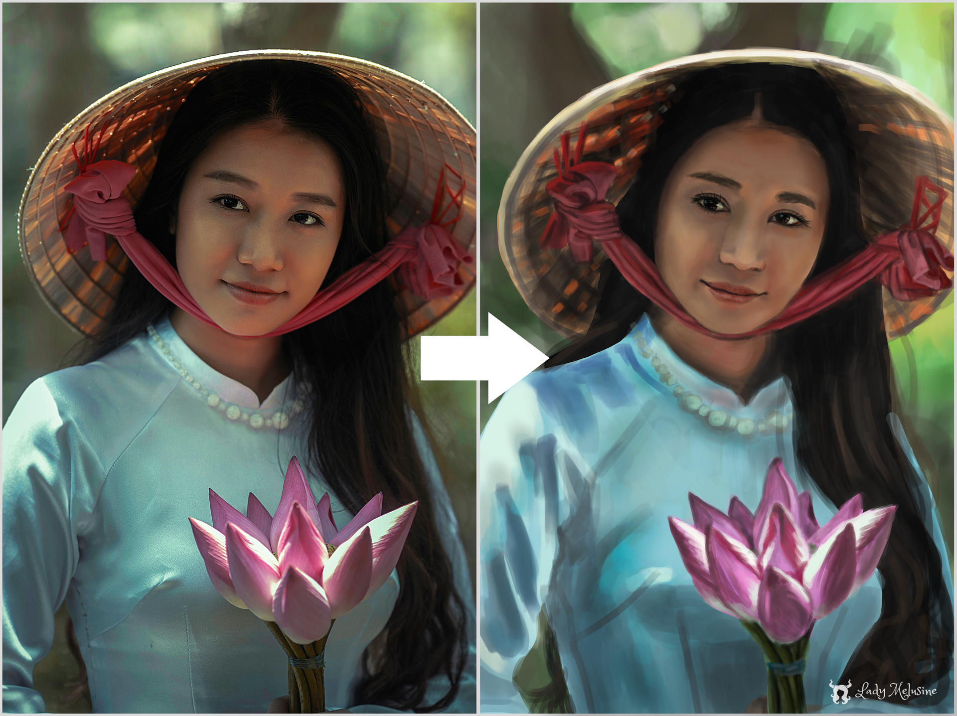 Digital Painting Lady Melusine Etude Femme asiatique
