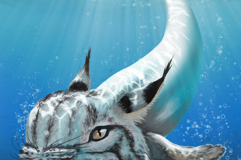 Creature chimera Beluga Lynx underwater Lady Melusine